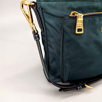 PRADA Shoulder Bag Purse Nylon Green Authentic