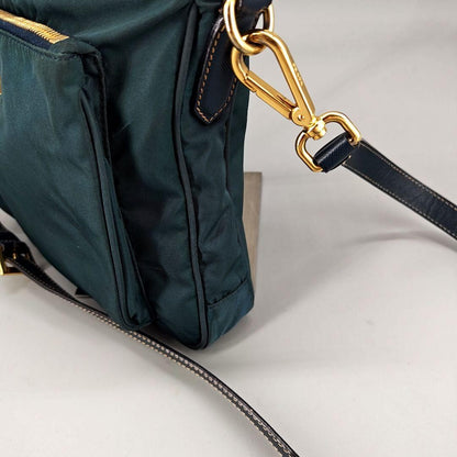 PRADA Shoulder Bag Purse Nylon Green Authentic