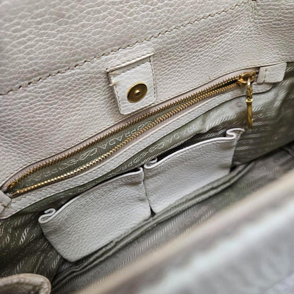PRADA Hand Shoulder Bag Tote Purse 2way Canapa Leather Authentic