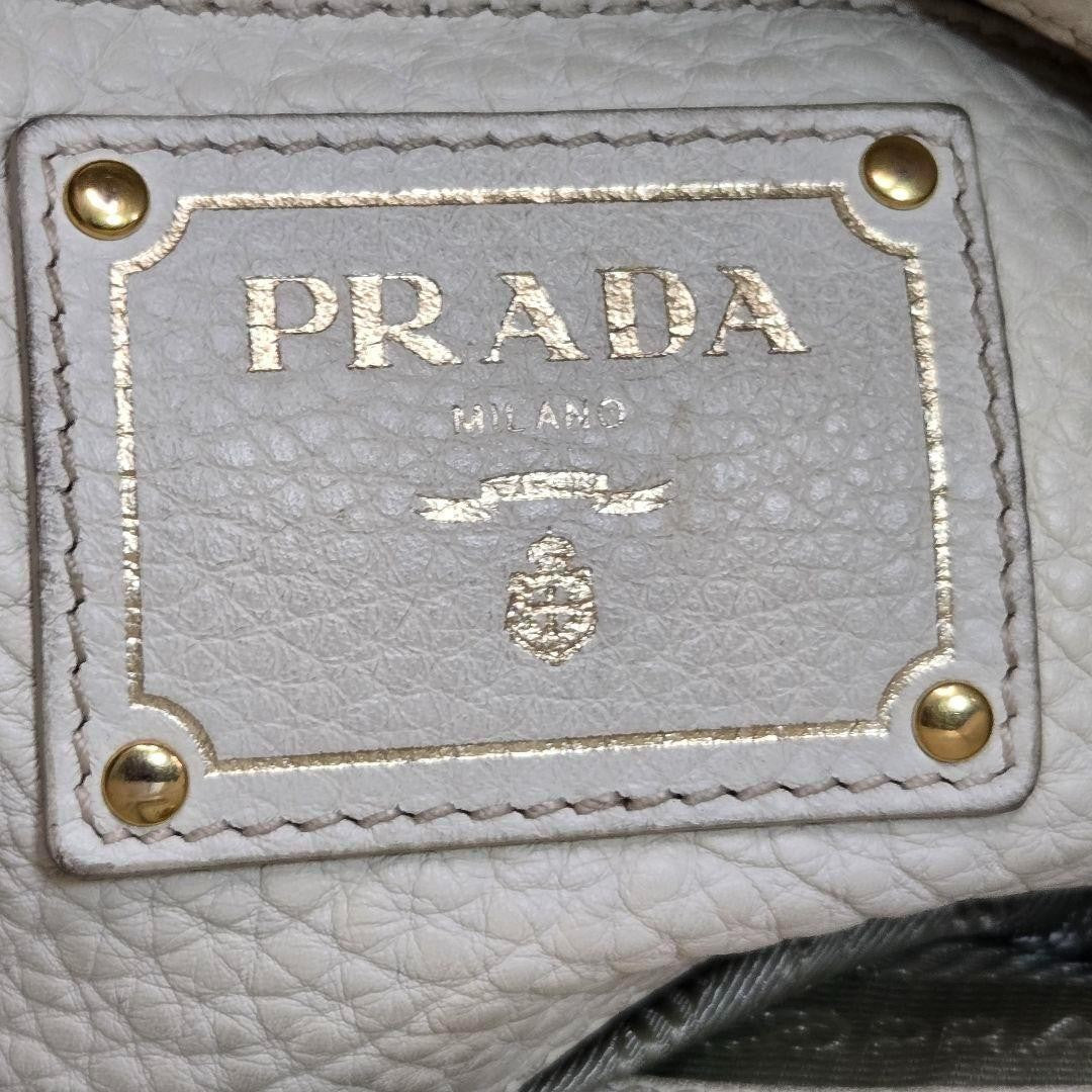 PRADA Hand Shoulder Bag Tote Purse 2way Canapa Leather Authentic