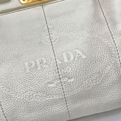 PRADA Hand Shoulder Bag Tote Purse 2way Canapa Leather Authentic