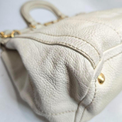 PRADA Hand Shoulder Bag Tote Purse 2way Canapa Leather Authentic