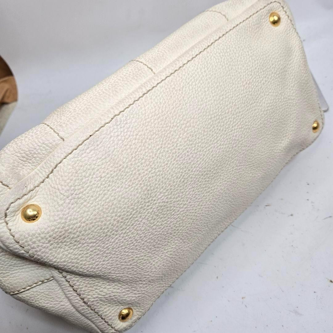 PRADA Hand Shoulder Bag Tote Purse 2way Canapa Leather Authentic