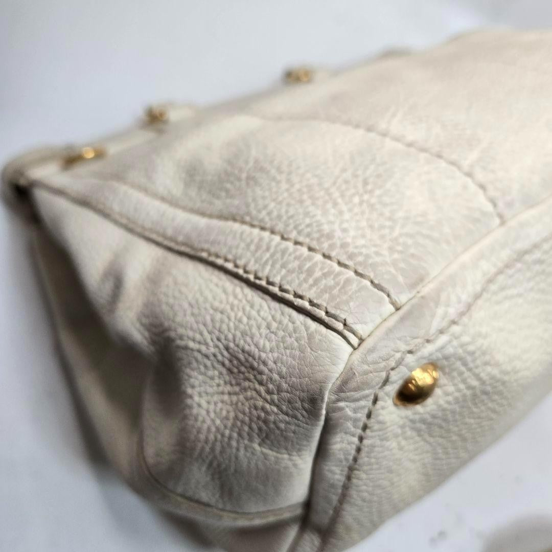 PRADA Hand Shoulder Bag Tote Purse 2way Canapa Leather Authentic