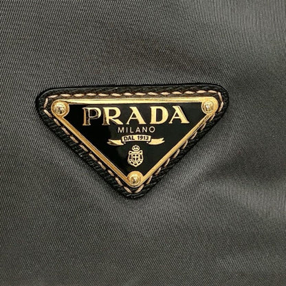 PRADA Hand Shoulder Bag Tote Purse 2way Logo Nylon Leather Gray Authentic