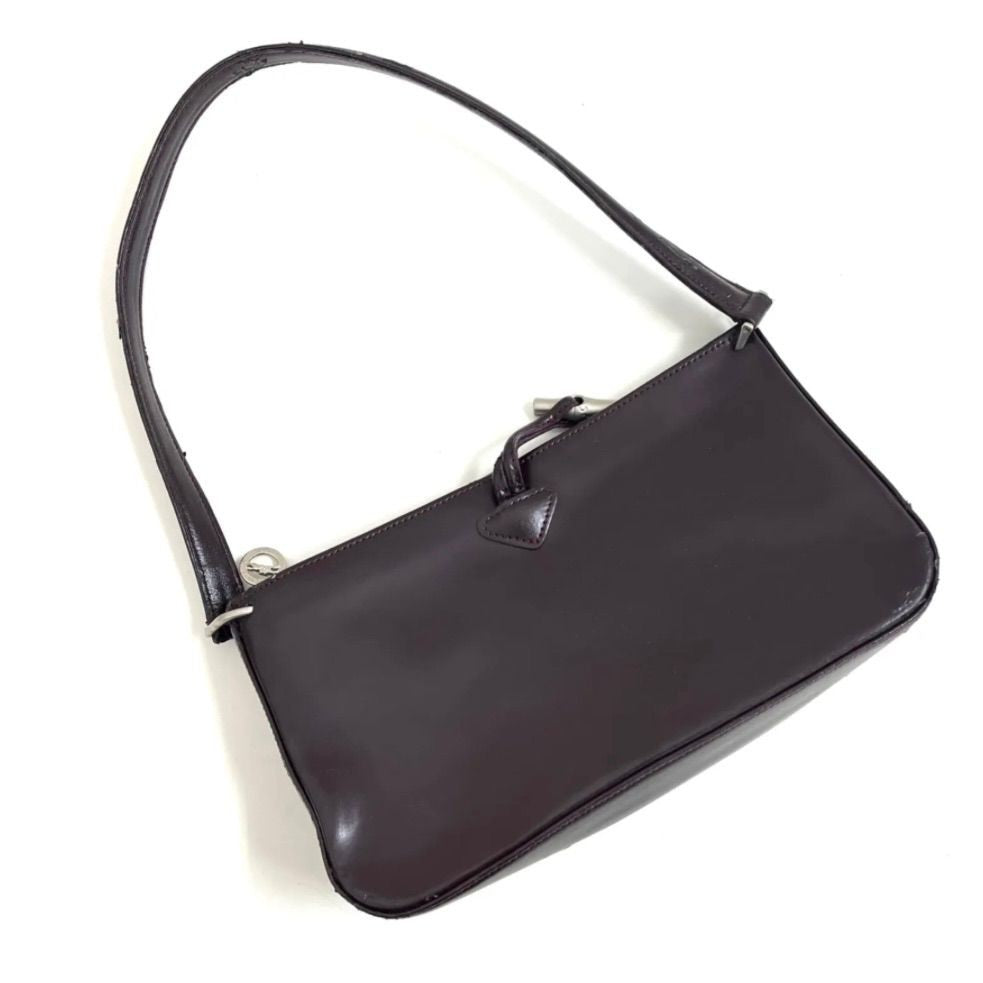Longchamp Shoulder Bag Purse Leather Wine Red Authentic