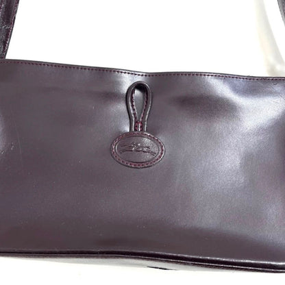 Longchamp Shoulder Bag Purse Leather Wine Red Authentic