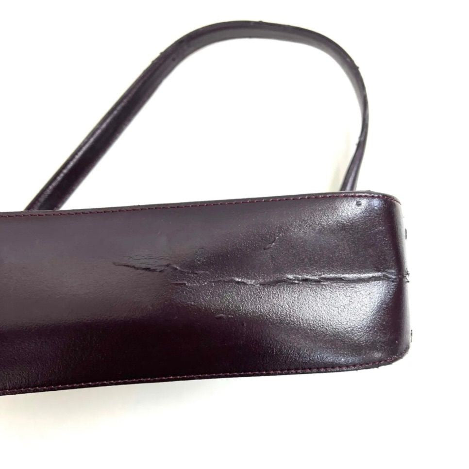 Longchamp Shoulder Bag Purse Leather Wine Red Authentic