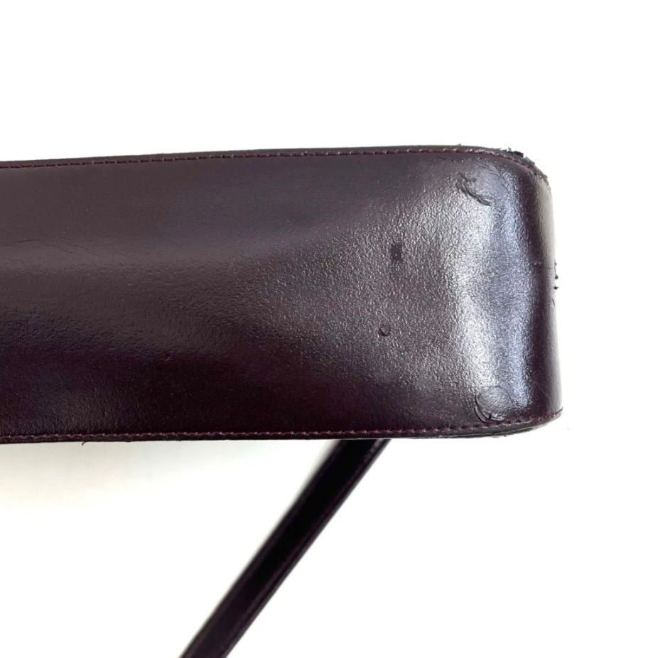 Longchamp Shoulder Bag Purse Leather Wine Red Authentic