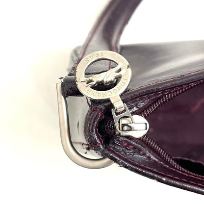Longchamp Shoulder Bag Purse Leather Wine Red Authentic