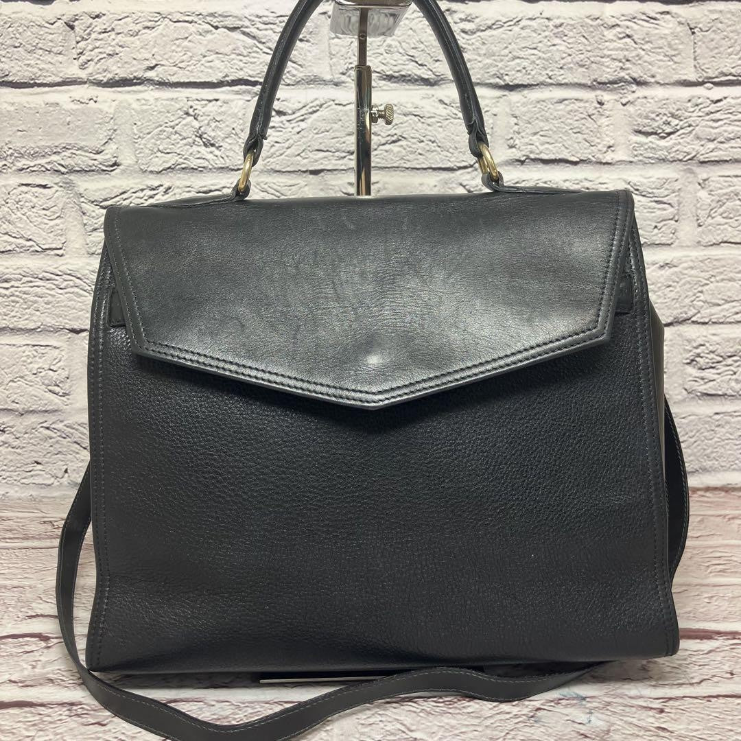 Longchamp Hand Shoulder Bag Tote Purse 2way Leather Black Authentic