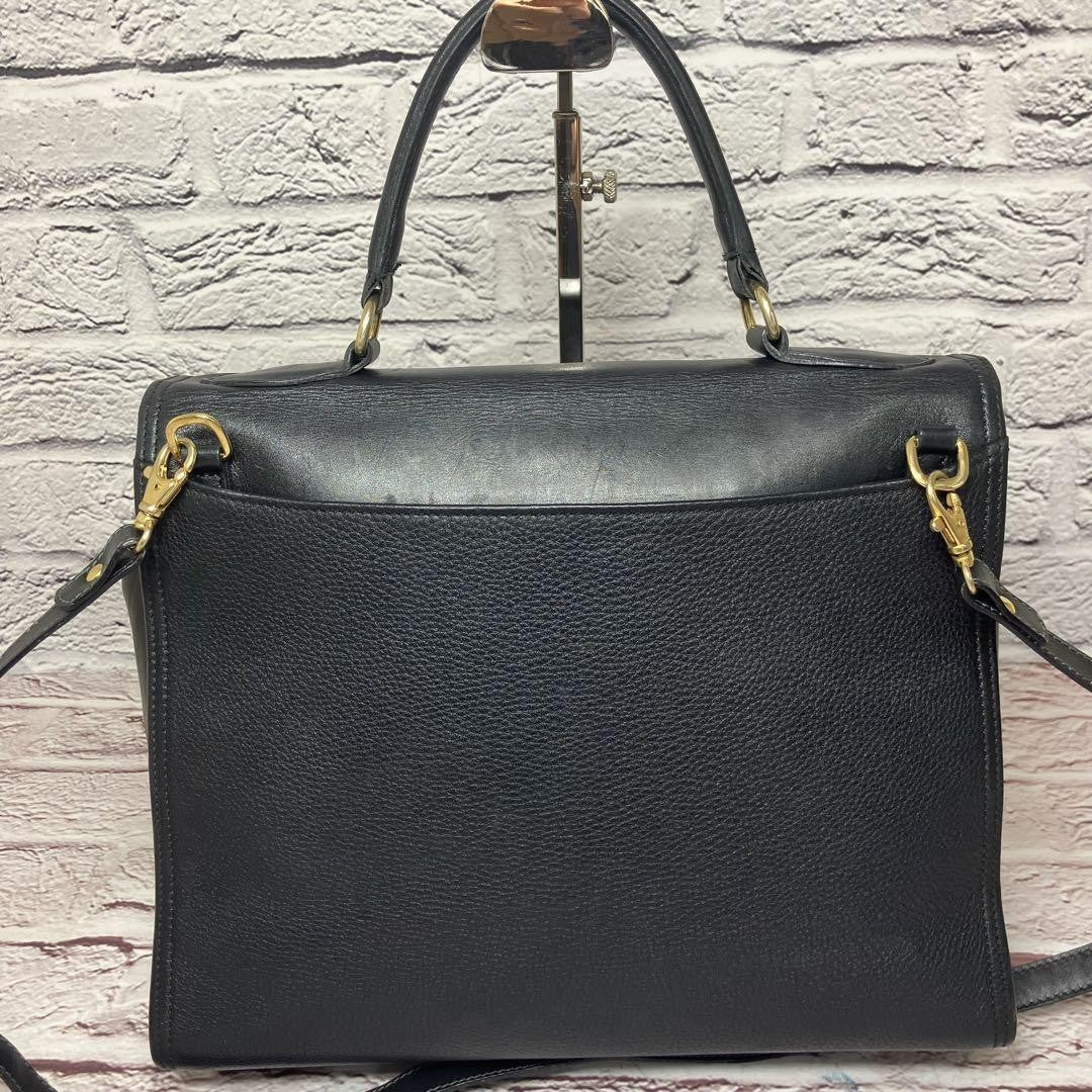 Longchamp Hand Shoulder Bag Tote Purse 2way Leather Black Authentic