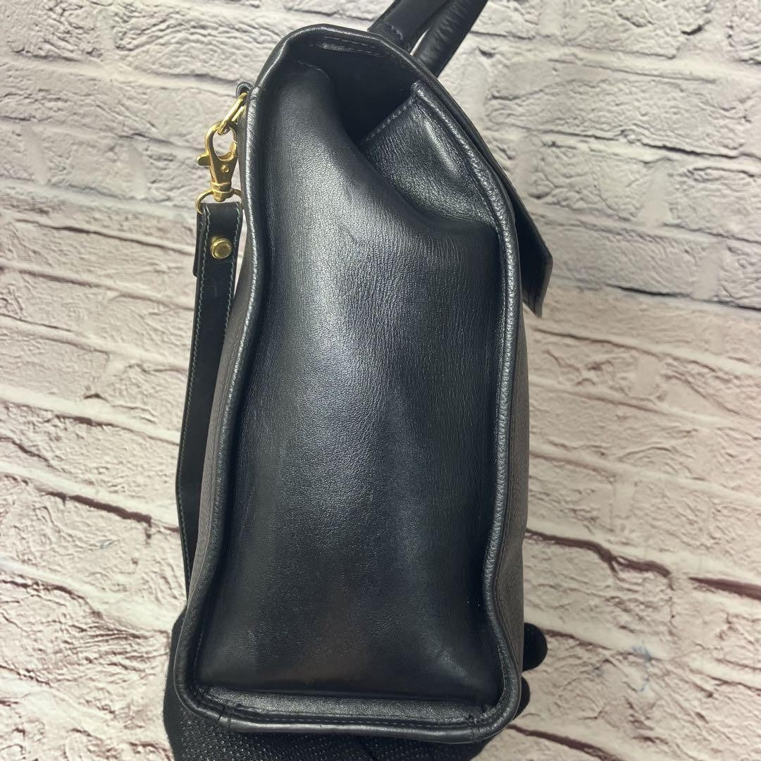 Longchamp Hand Shoulder Bag Tote Purse 2way Leather Black Authentic
