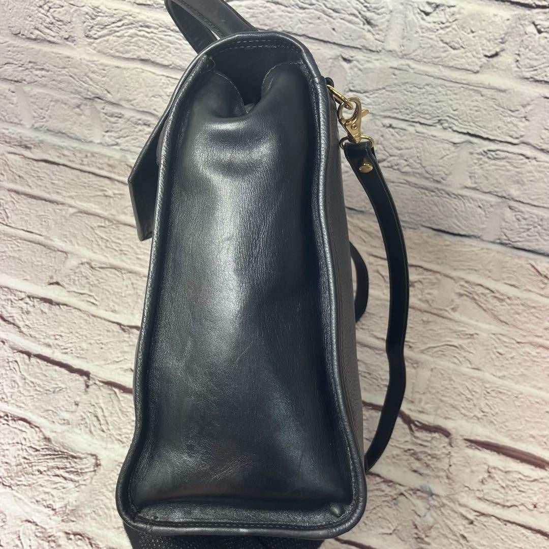 Longchamp Hand Shoulder Bag Tote Purse 2way Leather Black Authentic