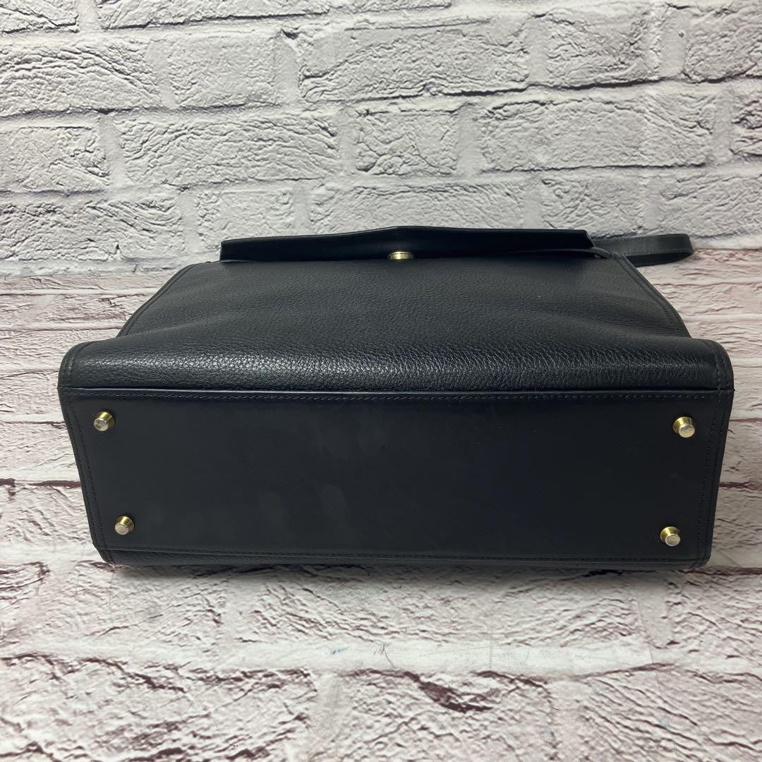 Longchamp Hand Shoulder Bag Tote Purse 2way Leather Black Authentic