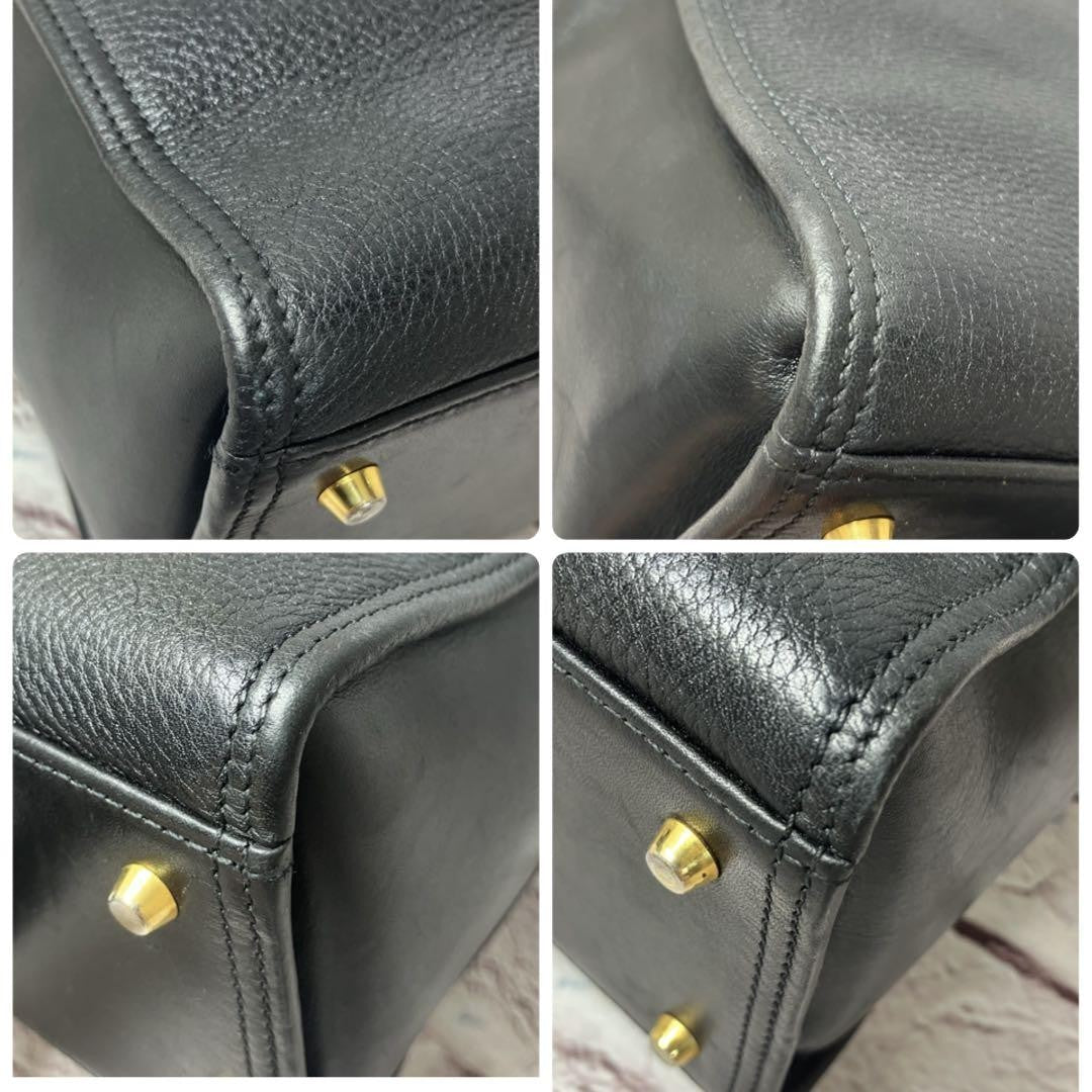 Longchamp Hand Shoulder Bag Tote Purse 2way Leather Black Authentic