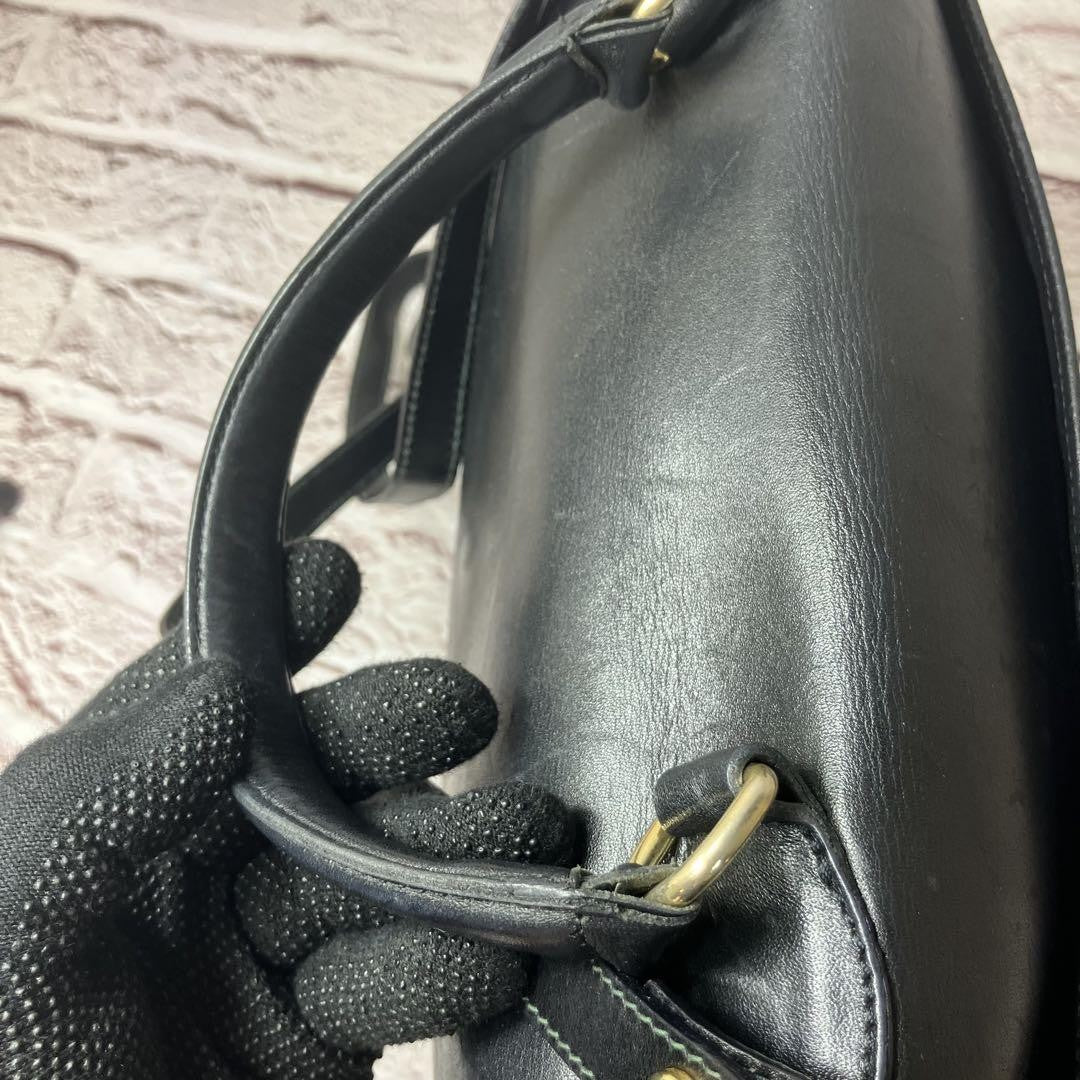 Longchamp Hand Shoulder Bag Tote Purse 2way Leather Black Authentic