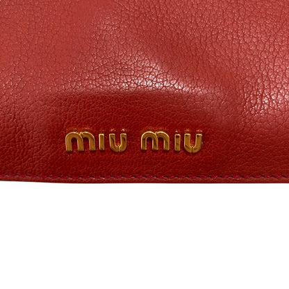 MIU MIU Hand Bag Tote Purse Logo Leather Red Authentic