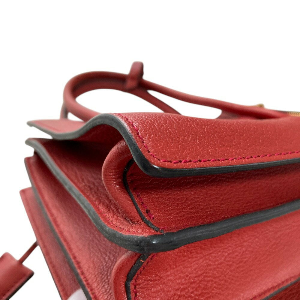 MIU MIU Hand Bag Tote Purse Logo Leather Red Authentic