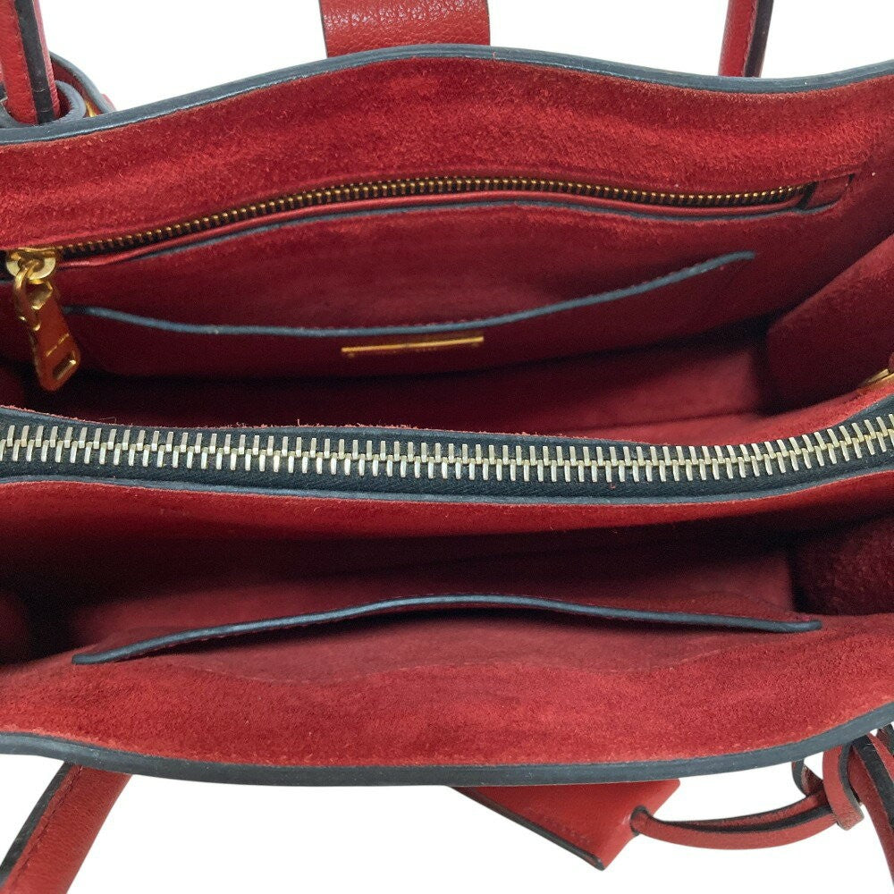 MIU MIU Hand Bag Tote Purse Logo Leather Red Authentic