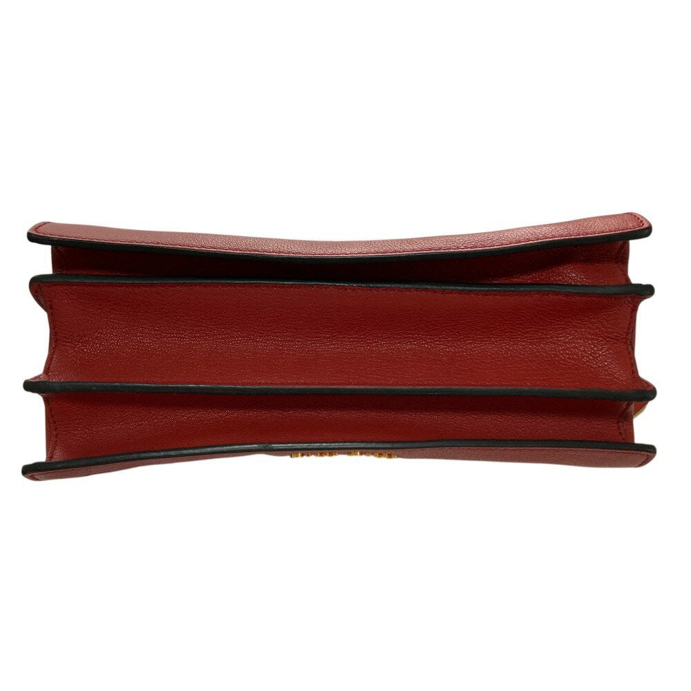 MIU MIU Hand Bag Tote Purse Logo Leather Red Authentic