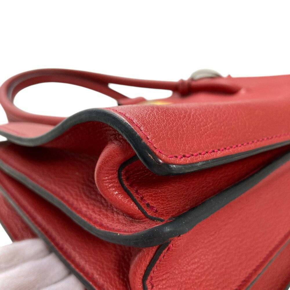 MIU MIU Hand Bag Tote Purse Logo Leather Red Authentic