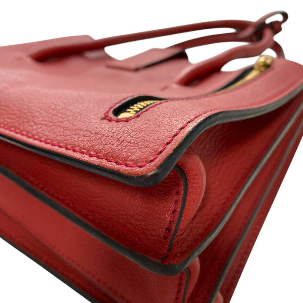 MIU MIU Hand Bag Tote Purse Logo Leather Red Authentic