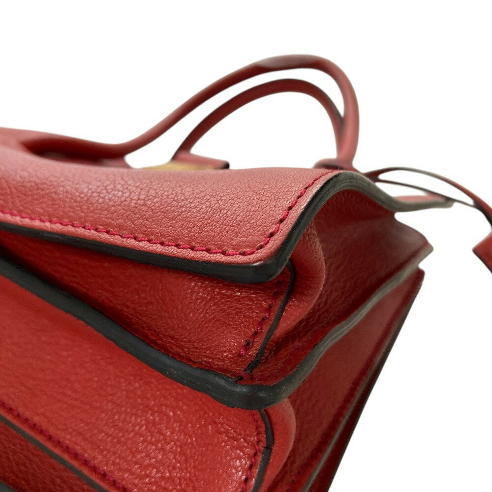 MIU MIU Hand Bag Tote Purse Logo Leather Red Authentic