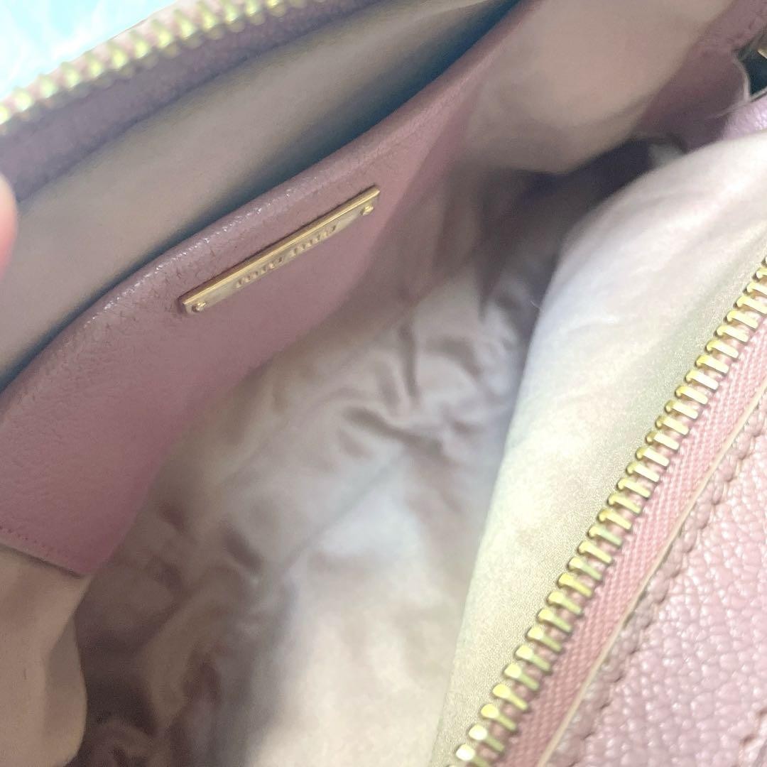MIU MIU Shoulder Camera Bag Purse Logo Leather Pink Authentic