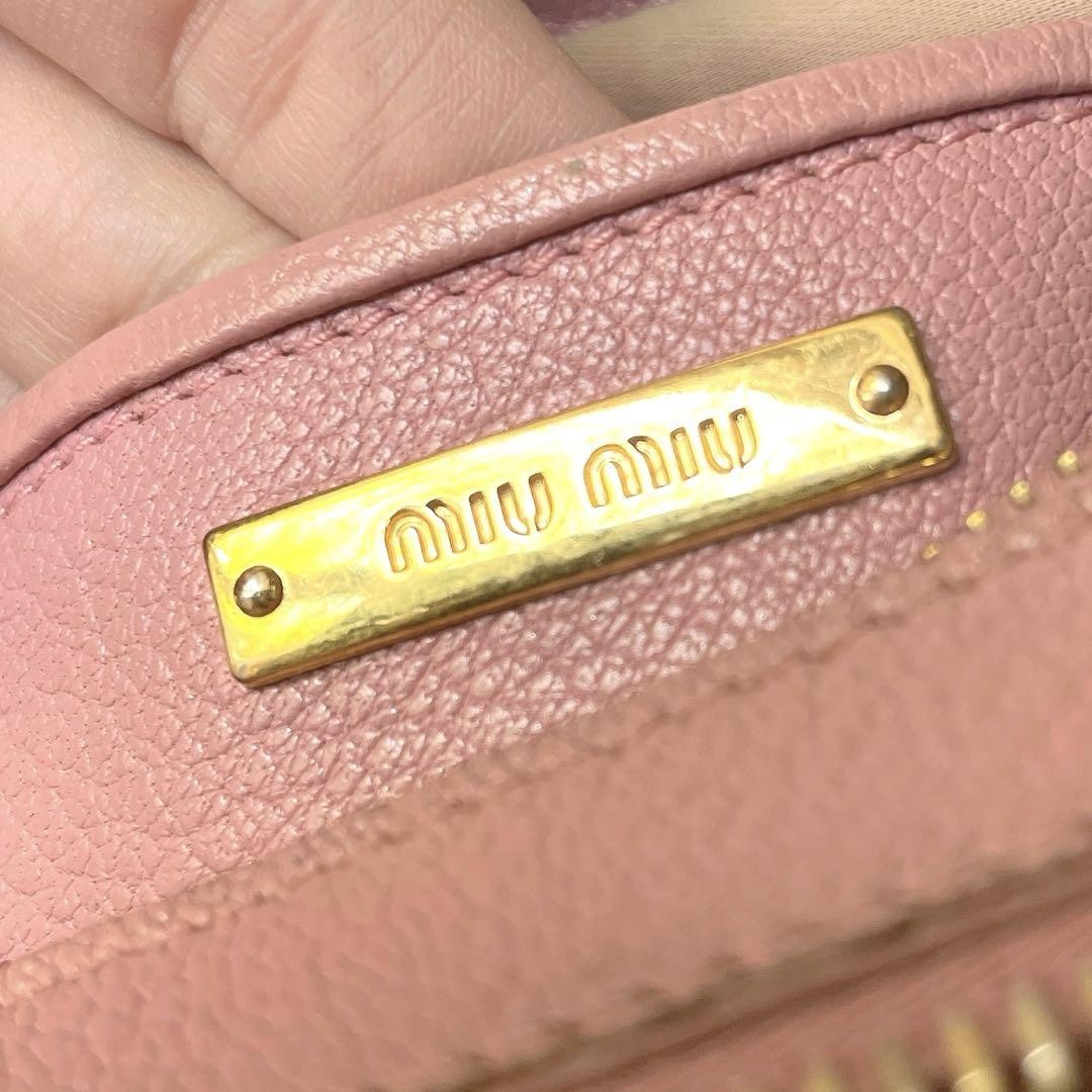 MIU MIU Shoulder Camera Bag Purse Logo Leather Pink Authentic