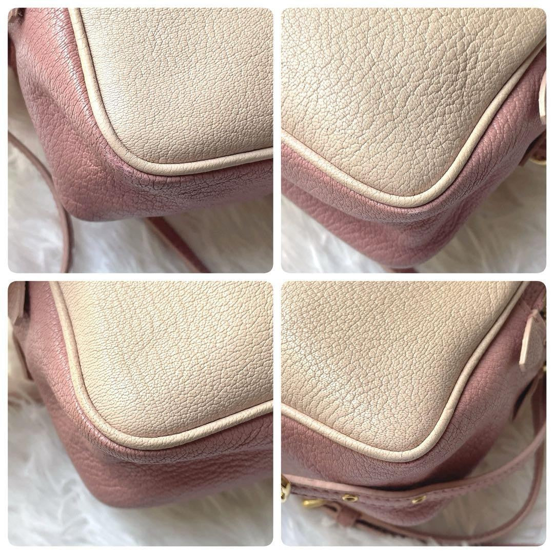 MIU MIU Shoulder Camera Bag Purse Logo Leather Pink Authentic