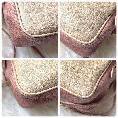 MIU MIU Shoulder Camera Bag Purse Logo Leather Pink Authentic