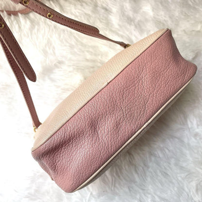MIU MIU Shoulder Camera Bag Purse Logo Leather Pink Authentic