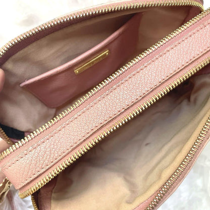 MIU MIU Shoulder Camera Bag Purse Logo Leather Pink Authentic