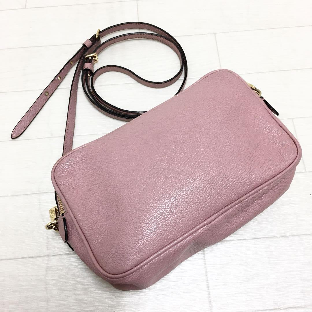 MIU MIU Shoulder Camera Bag Purse Logo MADRAS Leather Rosa Authentic