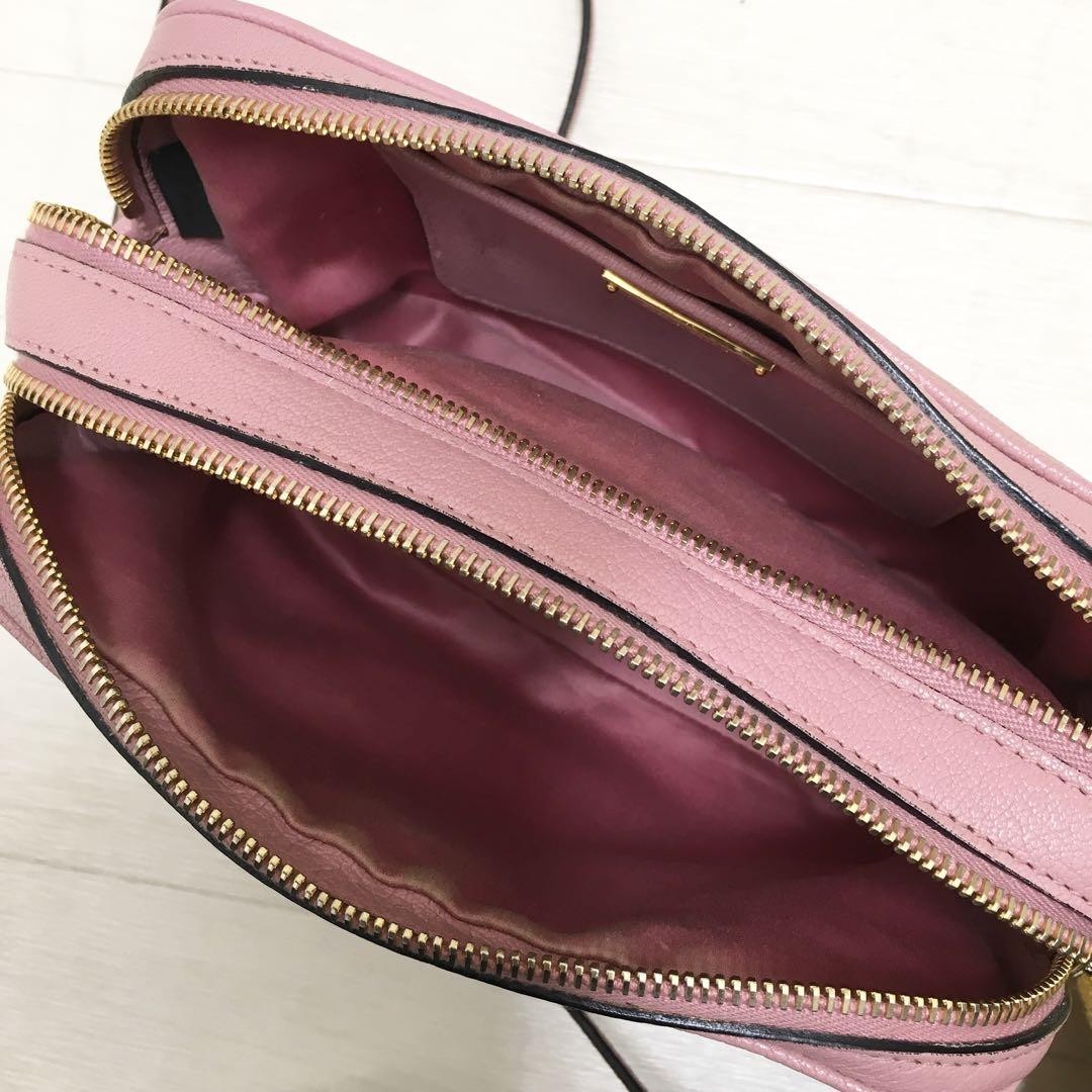 MIU MIU Shoulder Camera Bag Purse Logo MADRAS Leather Rosa Authentic