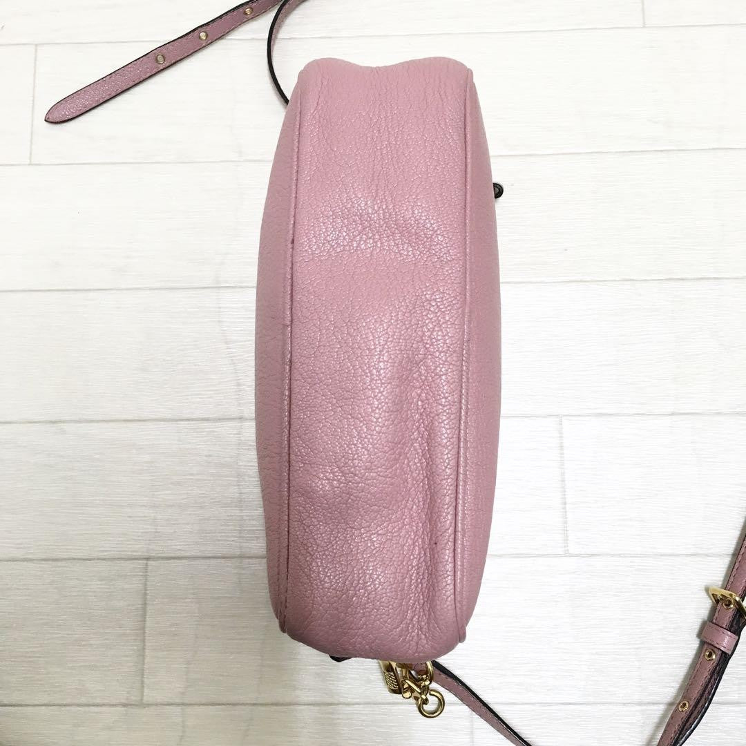 MIU MIU Shoulder Camera Bag Purse Logo MADRAS Leather Rosa Authentic