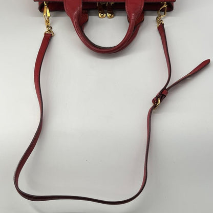 MIU MIU Hand Shoulder Bag Tote Purse 2way Logo Leather Red Authentic
