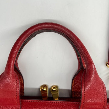MIU MIU Hand Shoulder Bag Tote Purse 2way Logo Leather Red Authentic
