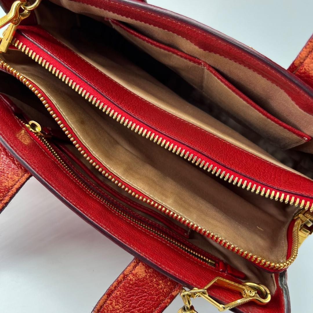 MIU MIU Hand Shoulder Bag Tote Purse 2way Logo Leather Red Authentic
