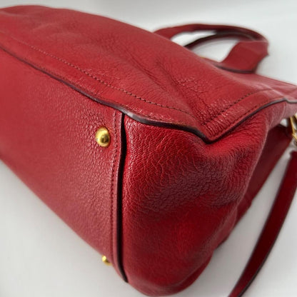 MIU MIU Hand Shoulder Bag Tote Purse 2way Logo Leather Red Authentic