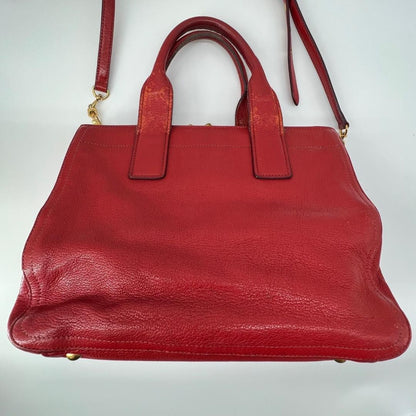 MIU MIU Hand Shoulder Bag Tote Purse 2way Logo Leather Red Authentic