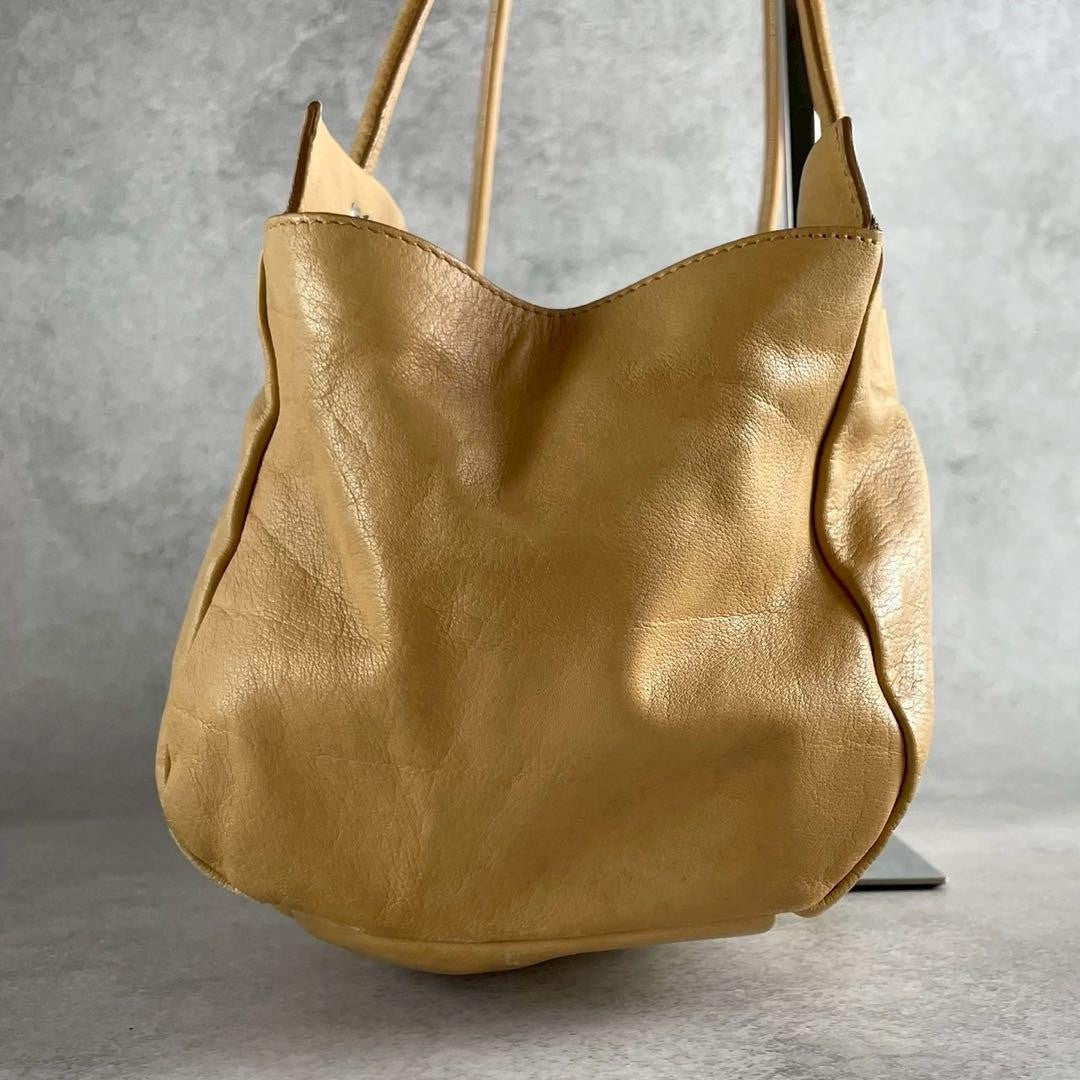 MIU MIU Hand Bag Tote Purse Logo Leather Yellow Authentic
