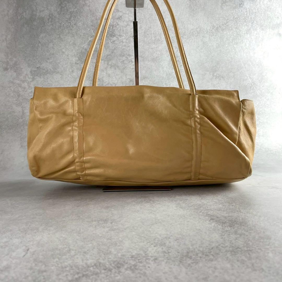 MIU MIU Hand Bag Tote Purse Logo Leather Yellow Authentic