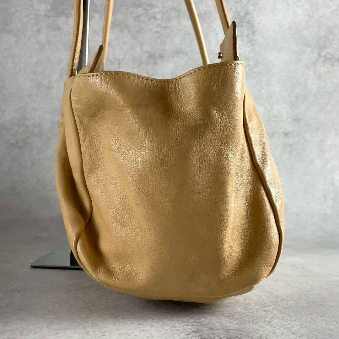 MIU MIU Hand Bag Tote Purse Logo Leather Yellow Authentic