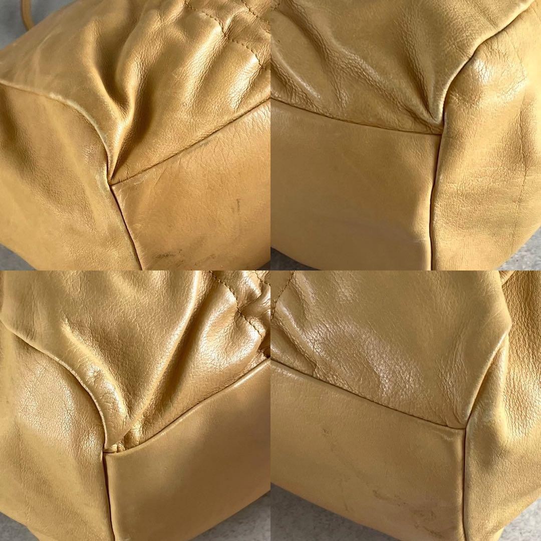 MIU MIU Hand Bag Tote Purse Logo Leather Yellow Authentic