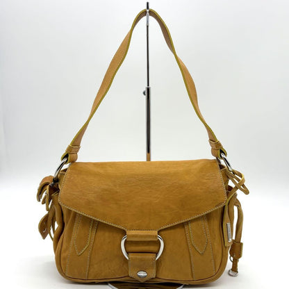 MIU MIU Shoulder Bag Purse Leather Orange Authentic