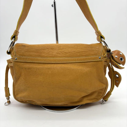 MIU MIU Shoulder Bag Purse Leather Orange Authentic
