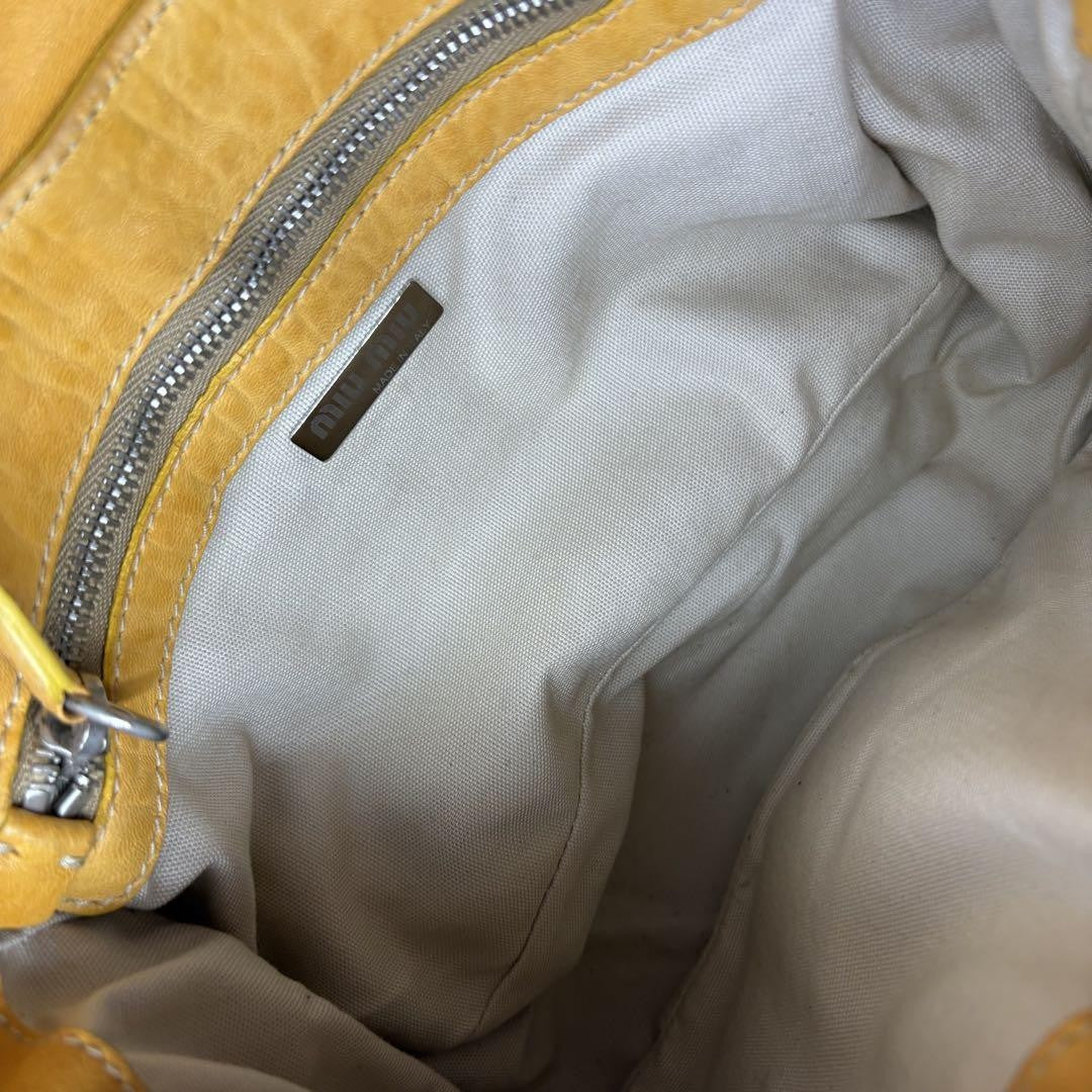 MIU MIU Shoulder Bag Purse Leather Orange Authentic