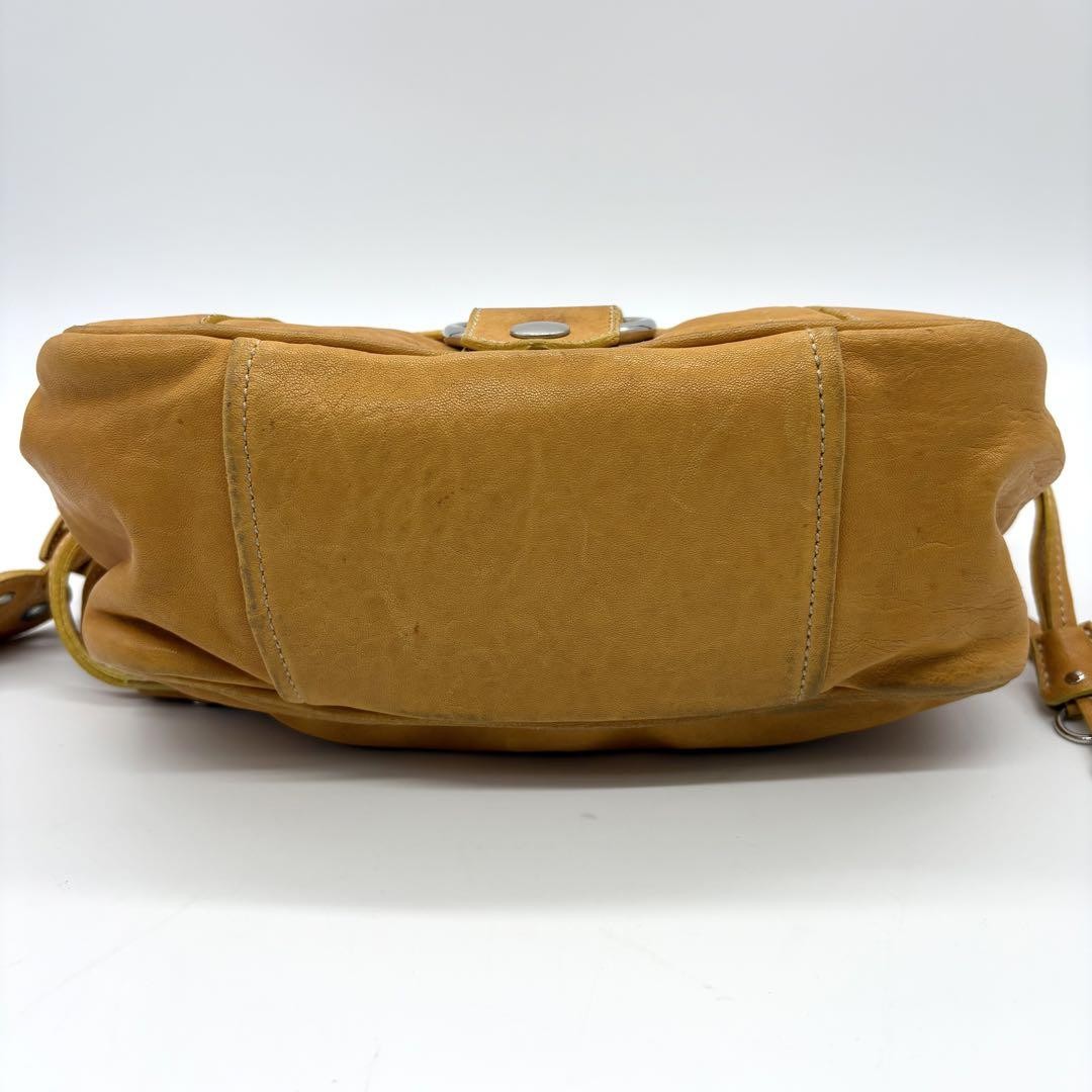 MIU MIU Shoulder Bag Purse Leather Orange Authentic
